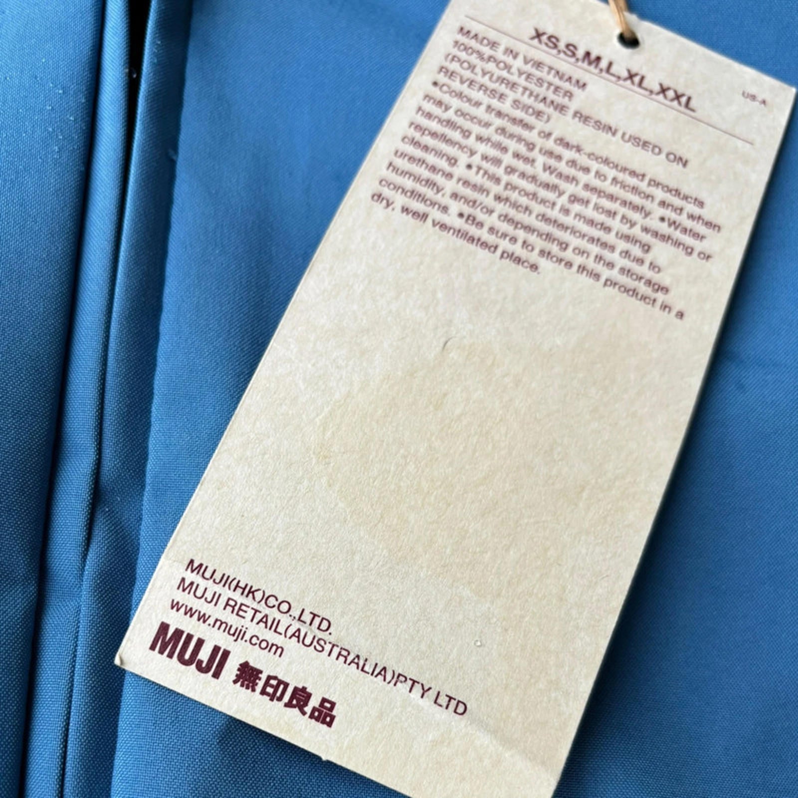 BNWT Muji Japanese Raincoat Blue Size L