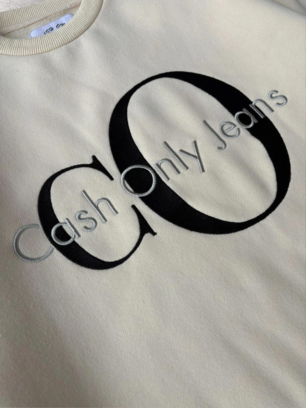 Cash Only Jeans Crewneck Sweatshirt Cream Size L
