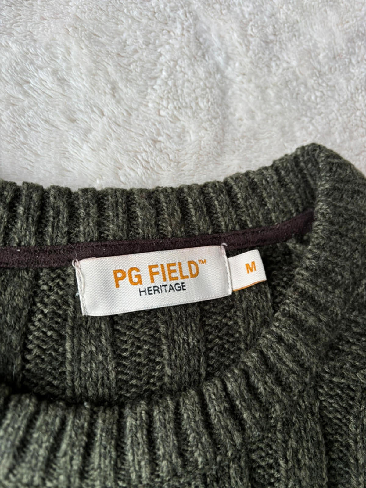 P.G Field Boxy Knit Fisherman Jumper Green Size M