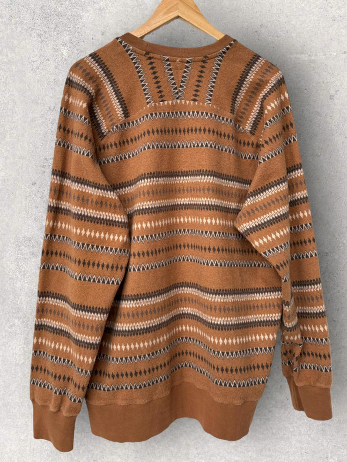 Universal Works Classic Hiker Jacquard Sweatshirt Brown Size L