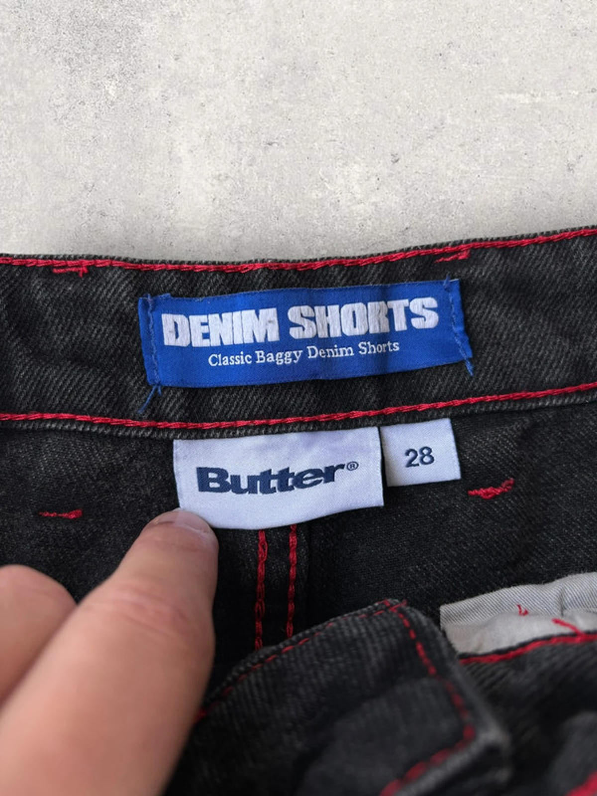 Butter Goods Baggy Denim Shorts Black Fade Size 28