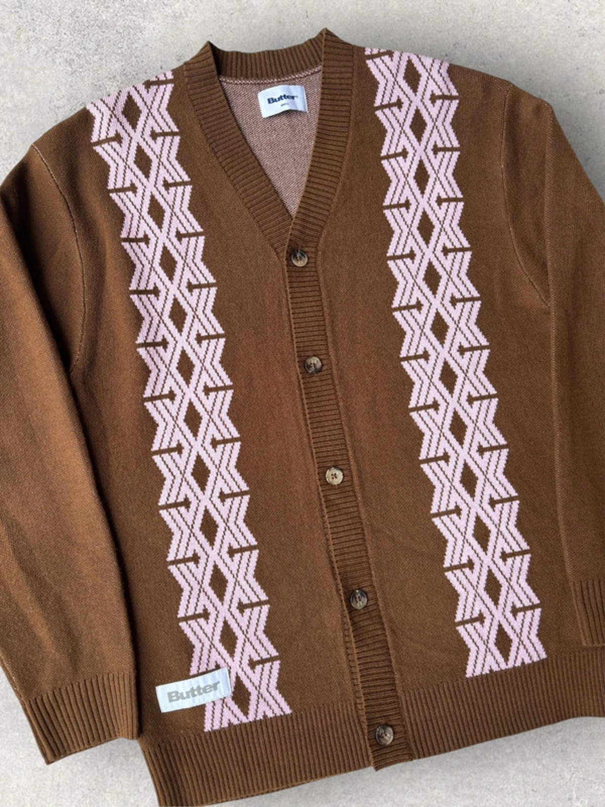 Butter Goods Club Knit Cardigan Brown Size S