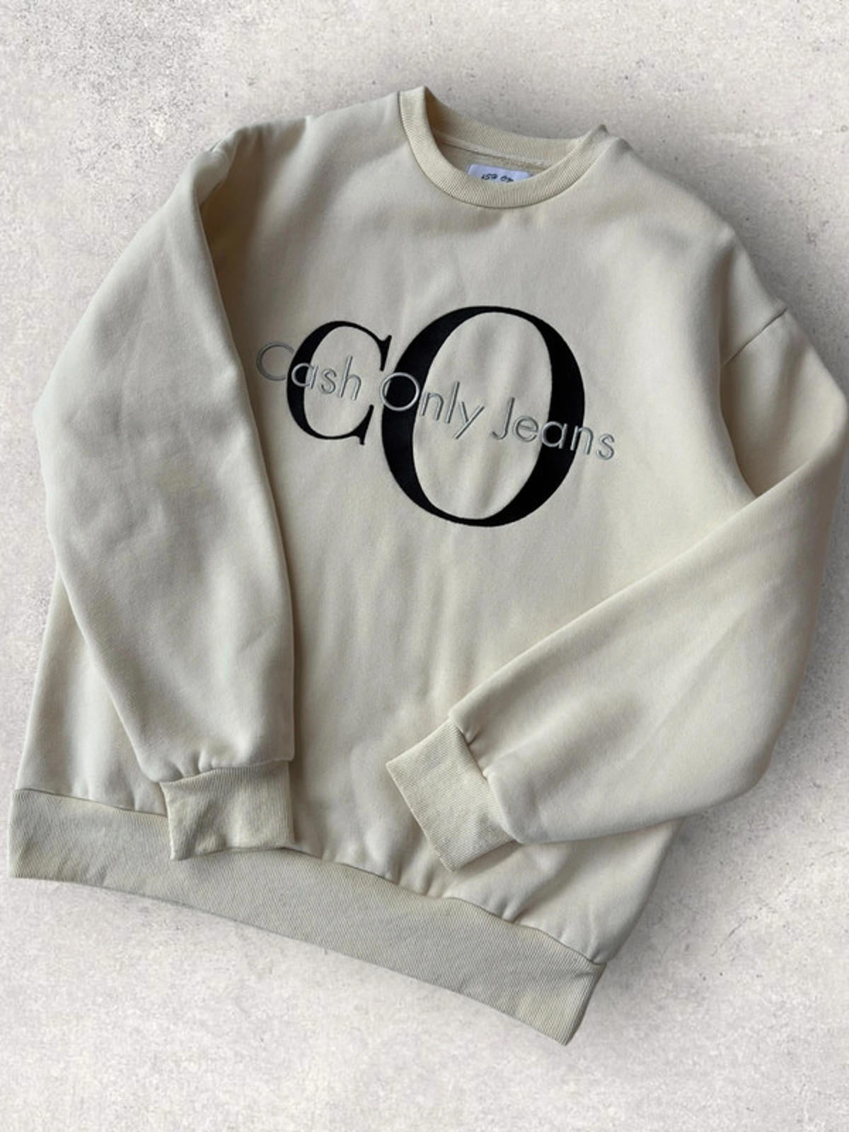 Cash Only Jeans Crewneck Sweatshirt Cream Size L