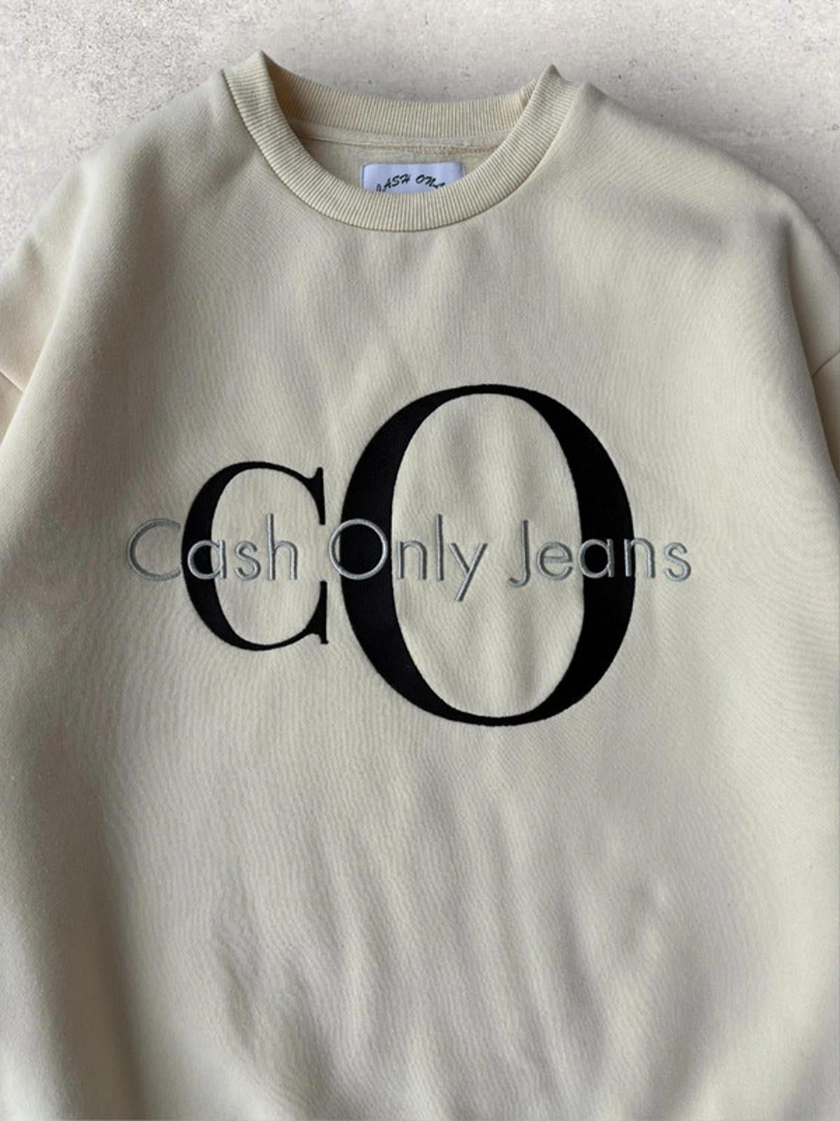 Cash Only Jeans Crewneck Sweatshirt Cream Size L
