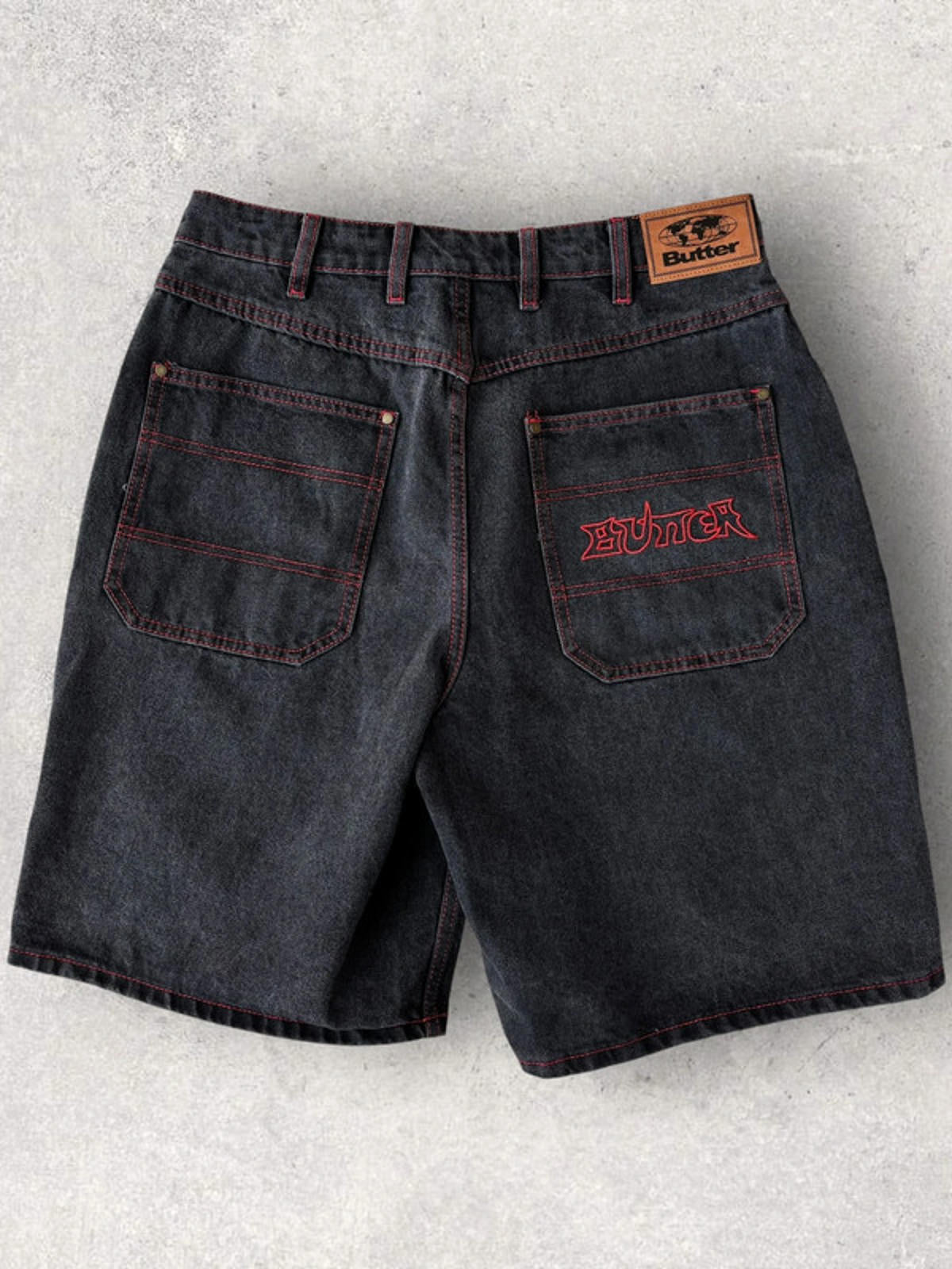 Butter Goods Baggy Denim Shorts Black Fade Size 28