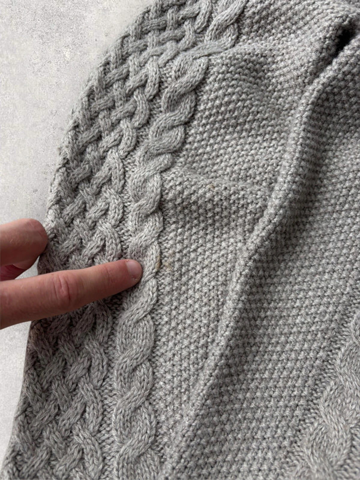 Boxy Fisherman Knit Sweater  Grey Size L