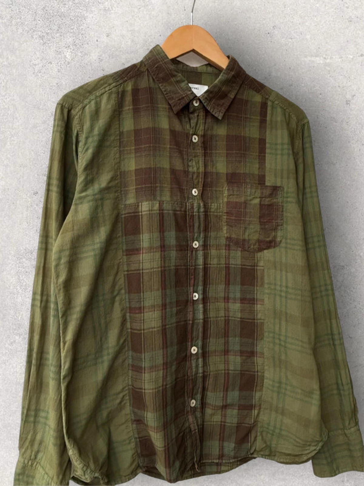 Universal Works Japanese Plaid Cotton Shirt Green Size M