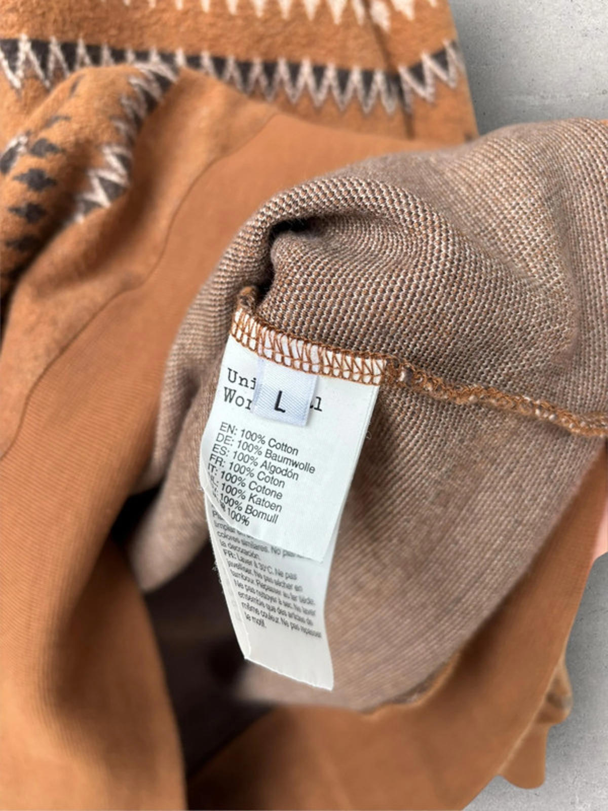 Universal Works Classic Hiker Jacquard Sweatshirt Brown Size L