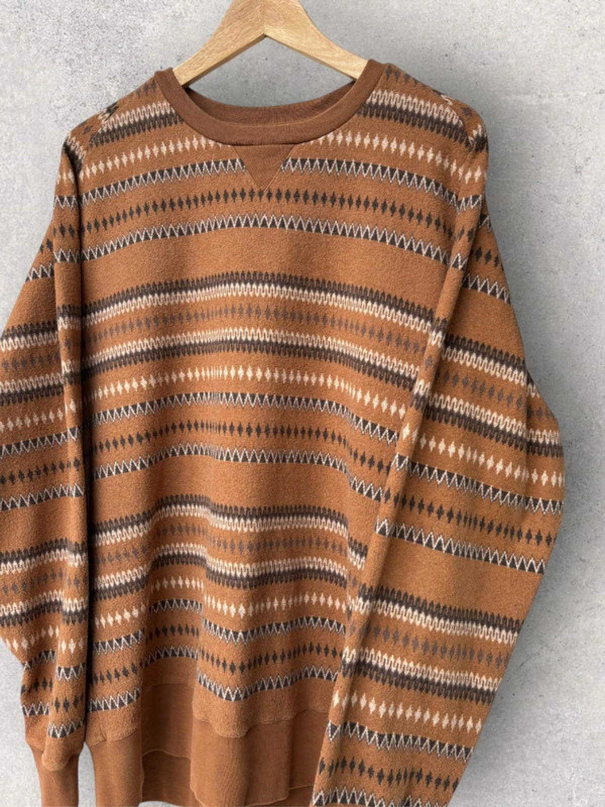 Universal Works Classic Hiker Jacquard Sweatshirt Brown Size L