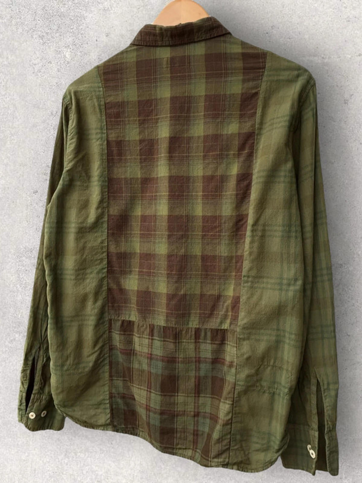 Universal Works Japanese Plaid Cotton Shirt Green Size M