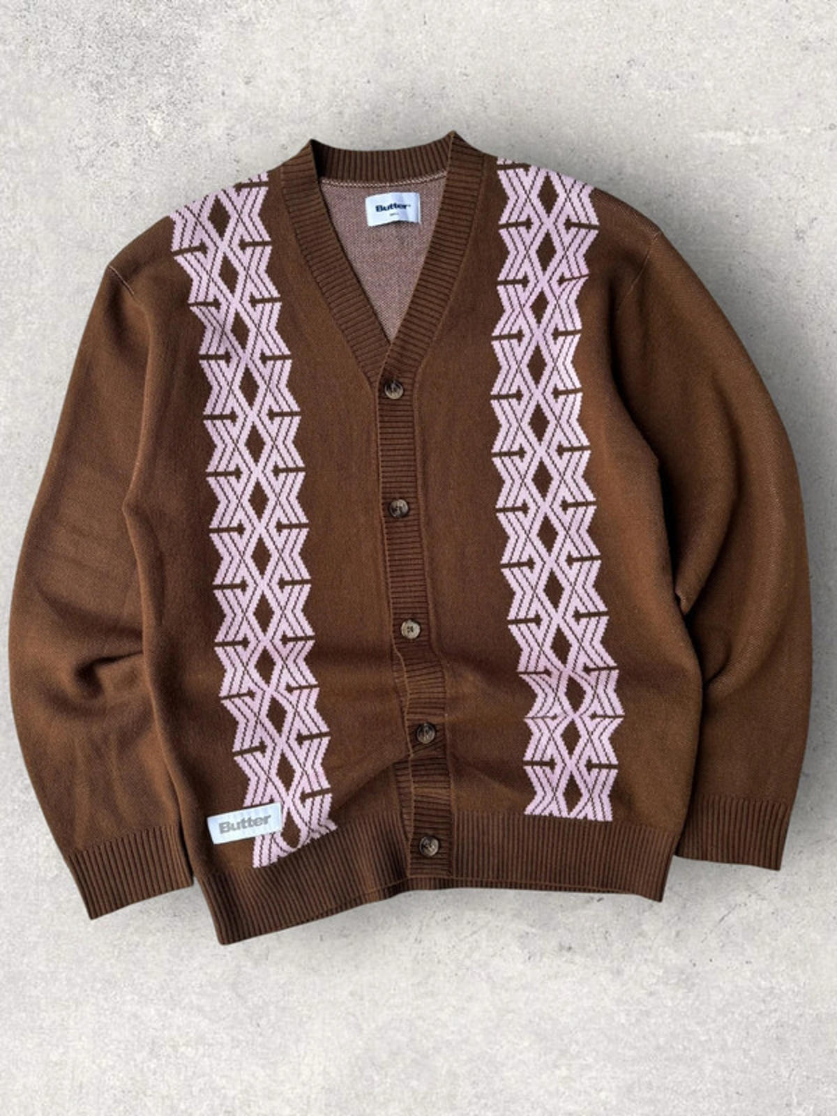 Butter Goods Club Knit Cardigan Brown Size S