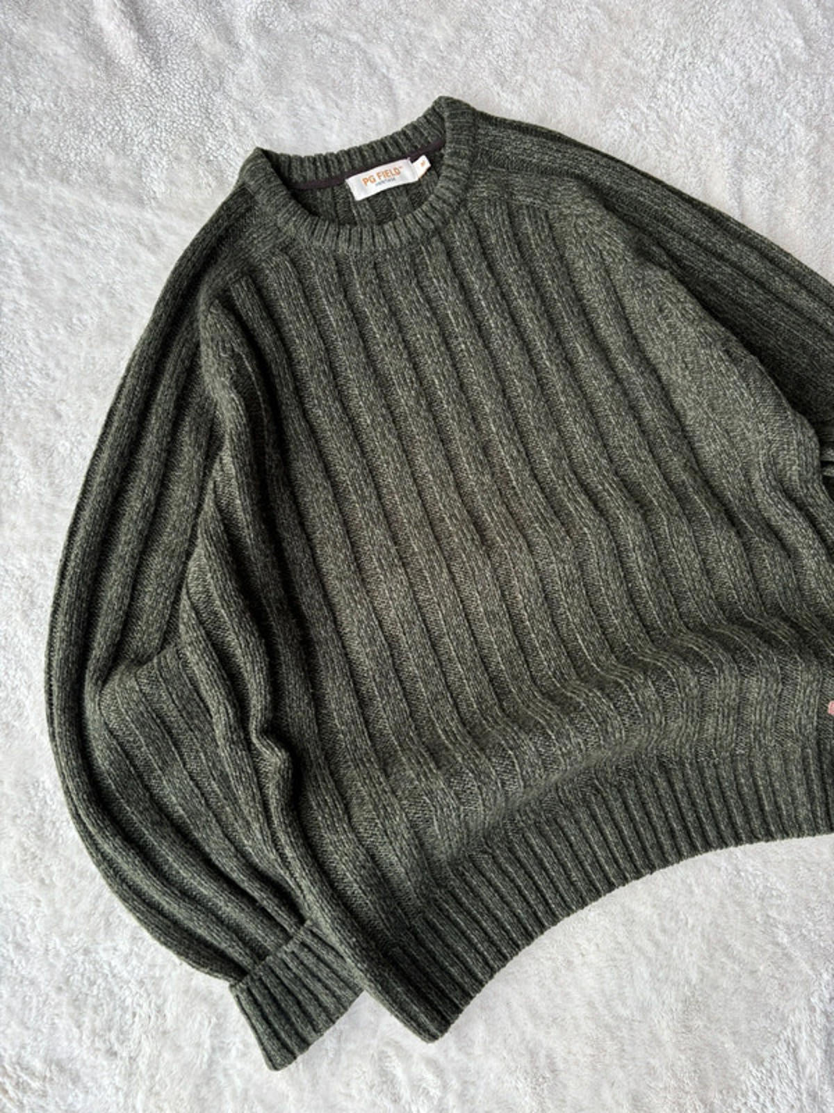 P.G Field Boxy Knit Fisherman Jumper Green Size M