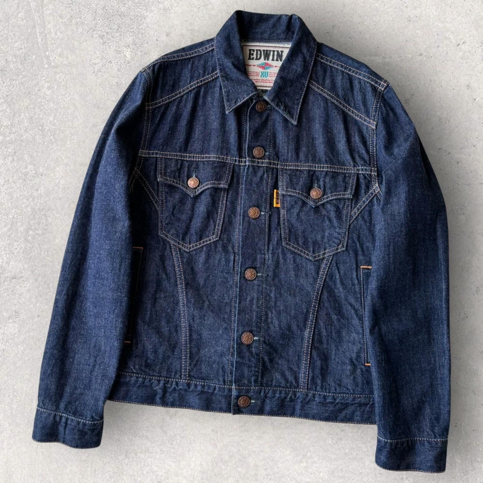 Edwin Japan XU Cropped Denim Jacket Indigo Womens L Japan Import