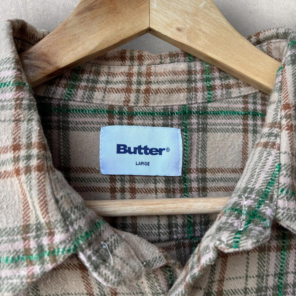 Butter Goods Rodent Flannel Shirt Beige Size S