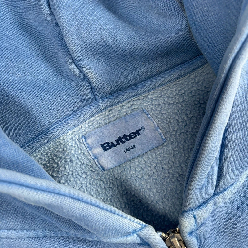 Butter Goods Spellout Zip Hoodie Blue L