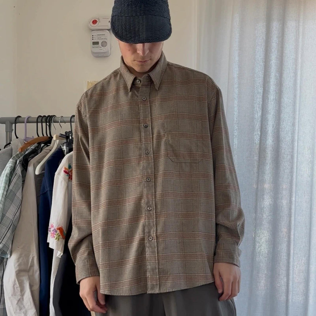 Frizmworks Glen Check Relax Shirt Beige XL