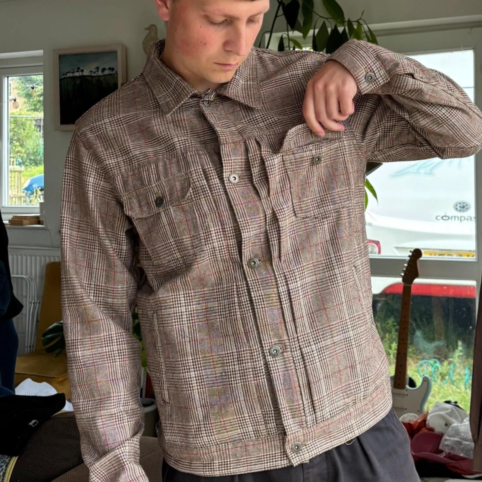 Frizmworks Glen Check Trucker Jacket Brown M