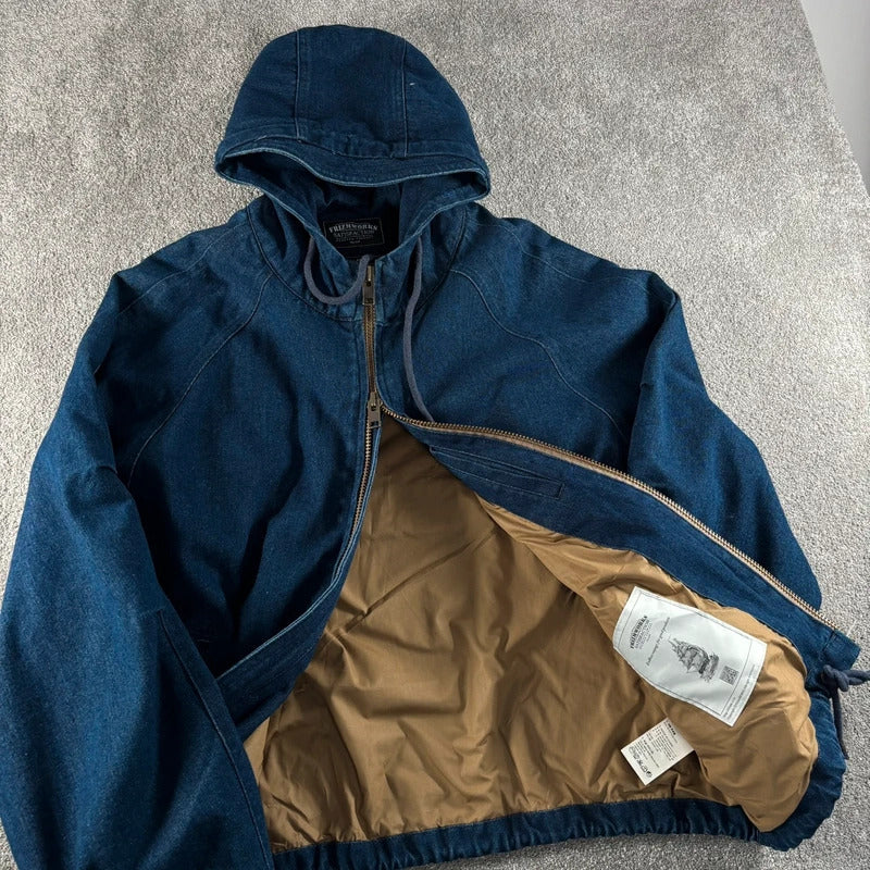 Frizmworks Washed Denim Hooded Parka Indigo XL