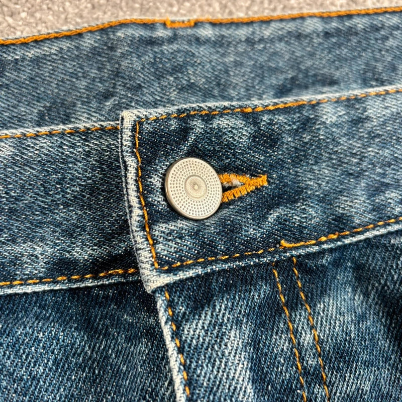 Uniform Bridge Pleated Denim Baggy Short Blue W34