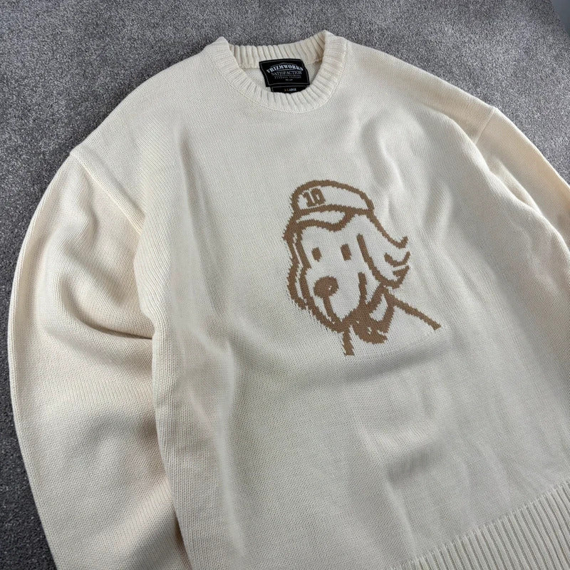 Frizmworks Pup Sketch Graphic Knit Ivory XL