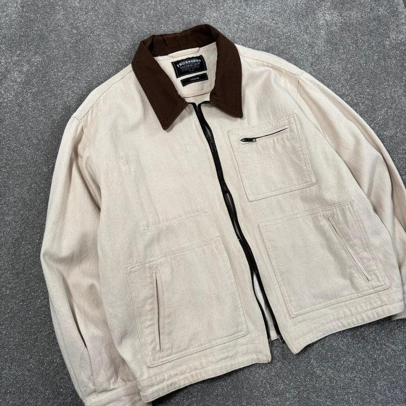 Frizmworks Boxy Zip Work Jacket Natural M