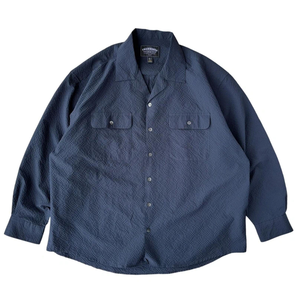 Frizmworks Open Collar Seersucker Shirt Navy L