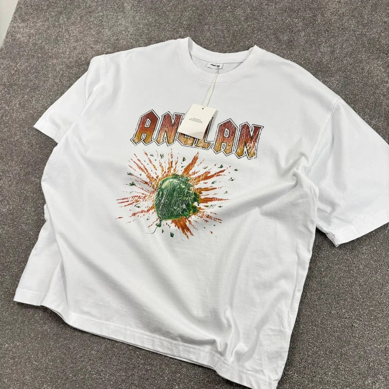 Anglan Vintage Blast Graphic T Shirt White L