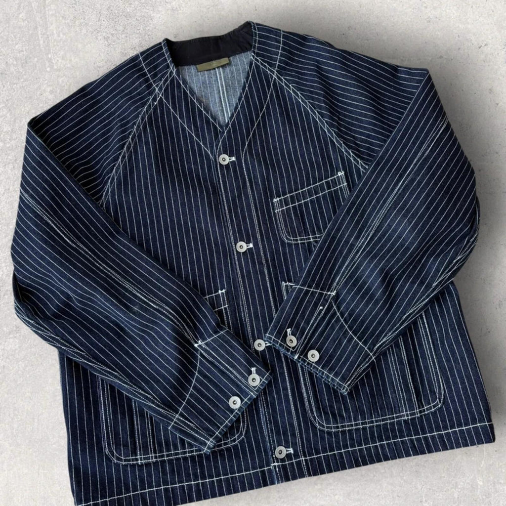 Uniform Bridge Stripe Denim Utility Jacket Blue XL