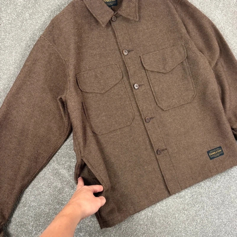 Pendleton Wool Twill Overshirt Brown M