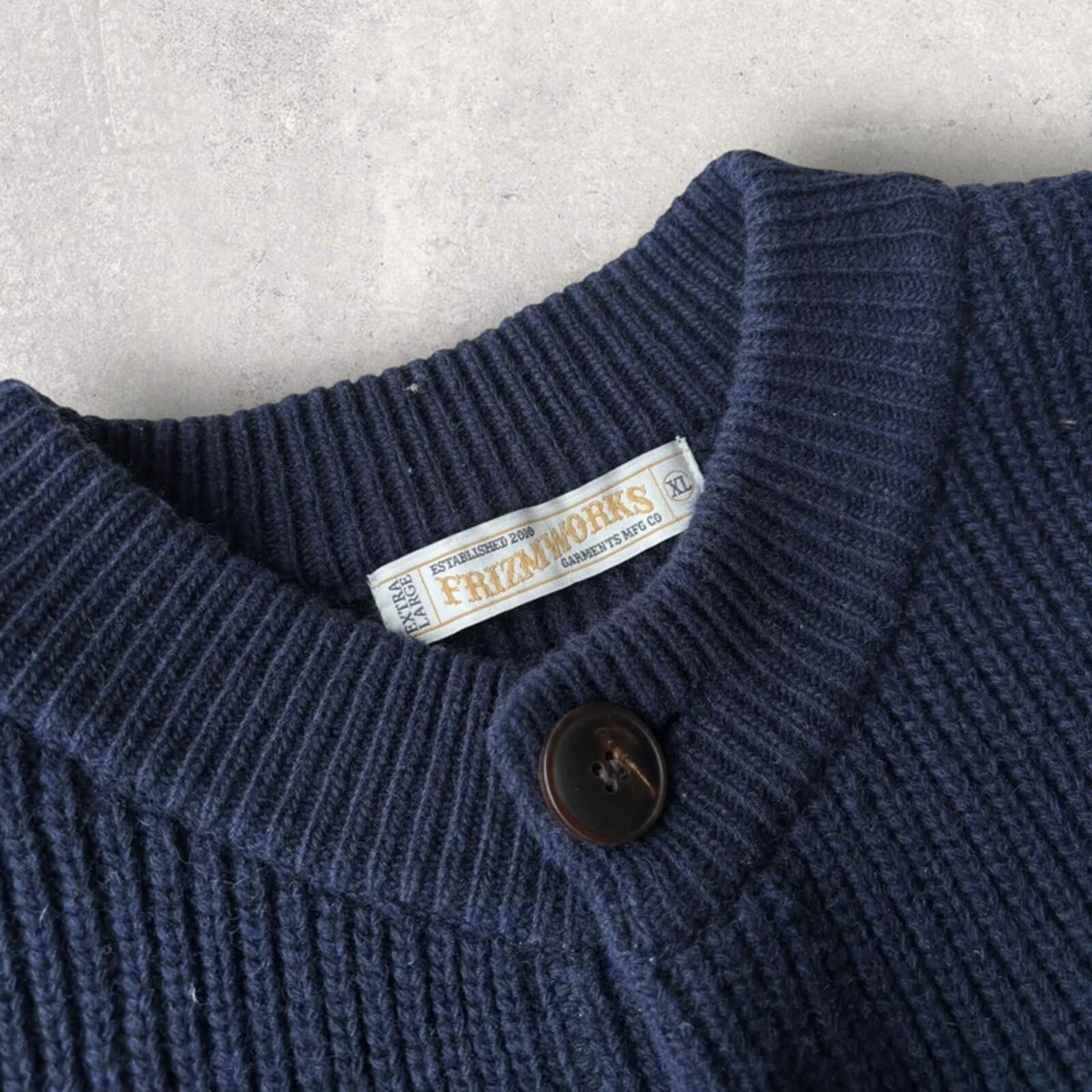 Frizmworks Heavy Wool Round Cardigan Navy XL