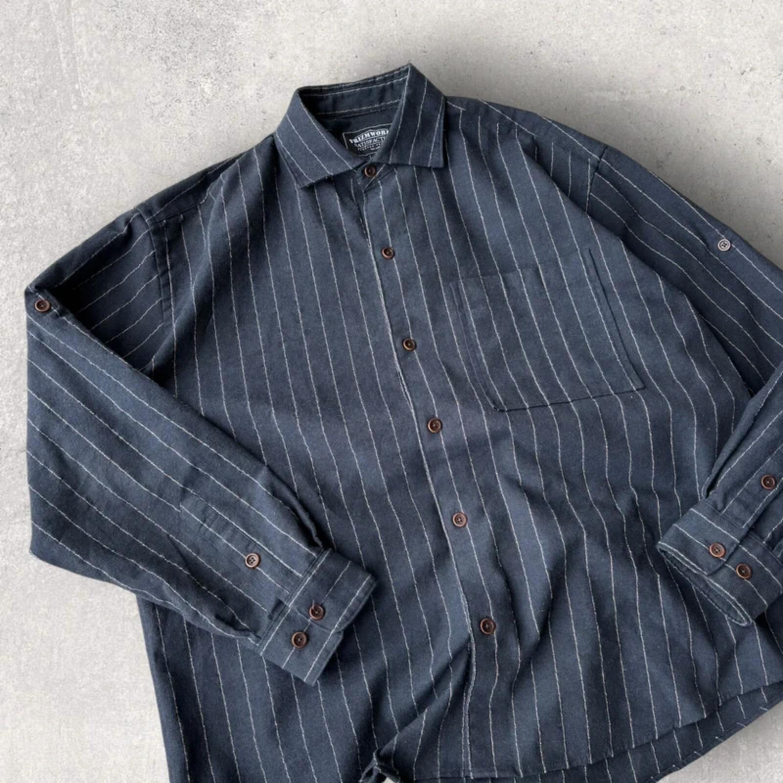 Frizmworks Linen Stripe Shirt Navy L