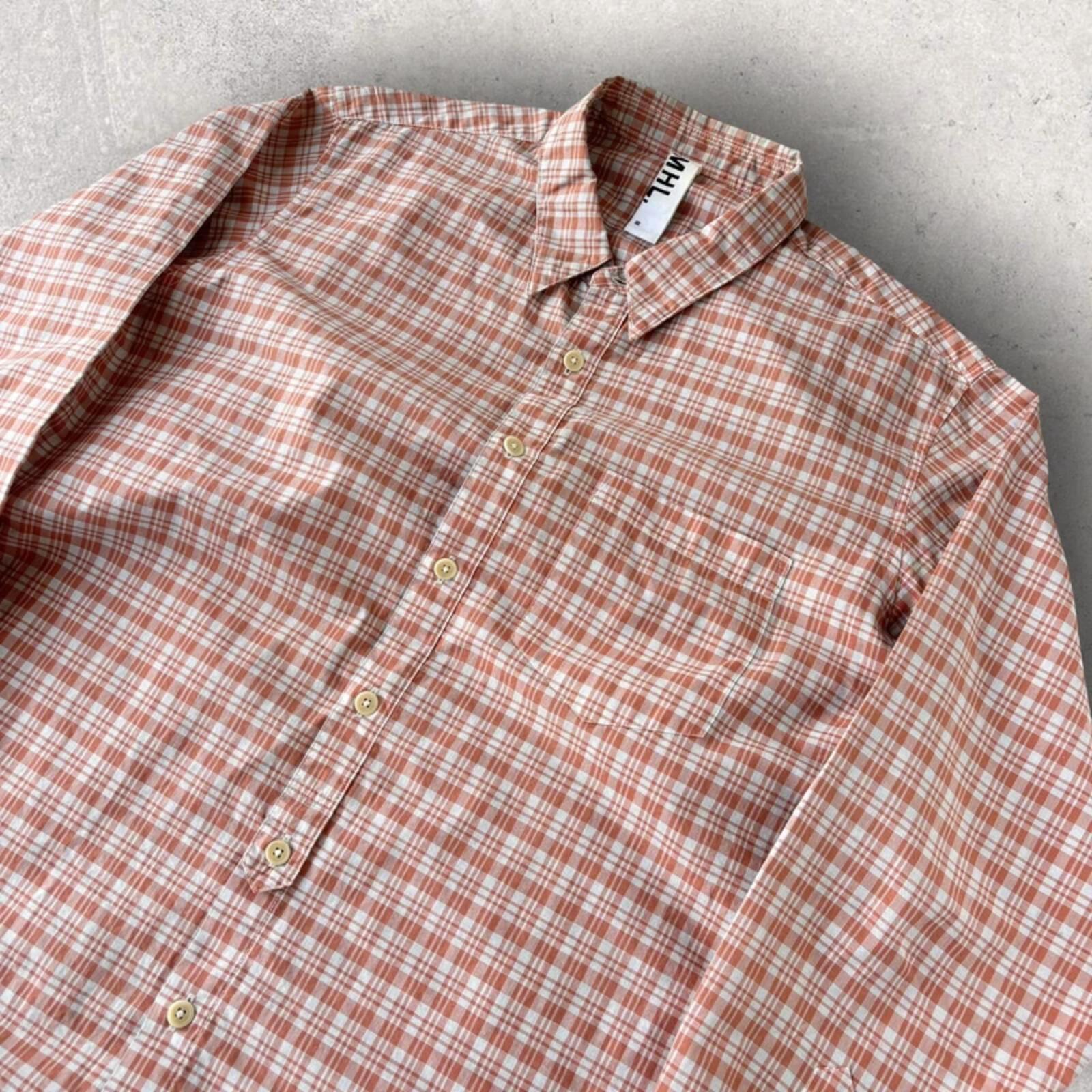 Margaret Howell Cropped Plaid Shirt Coral S