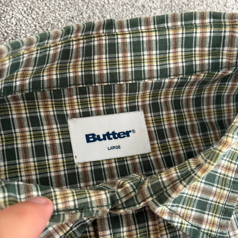 Butter Goods Plaid Graphic Shirt Green L