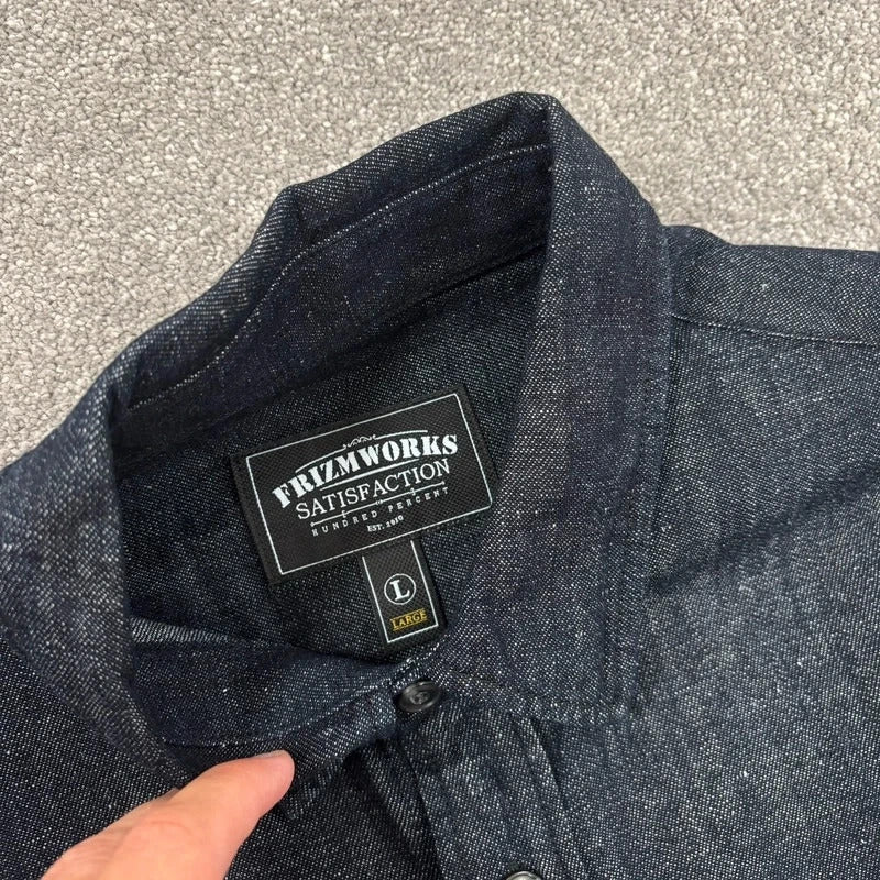 Frizmworks Linen Trucker Half Shirt Indigo L