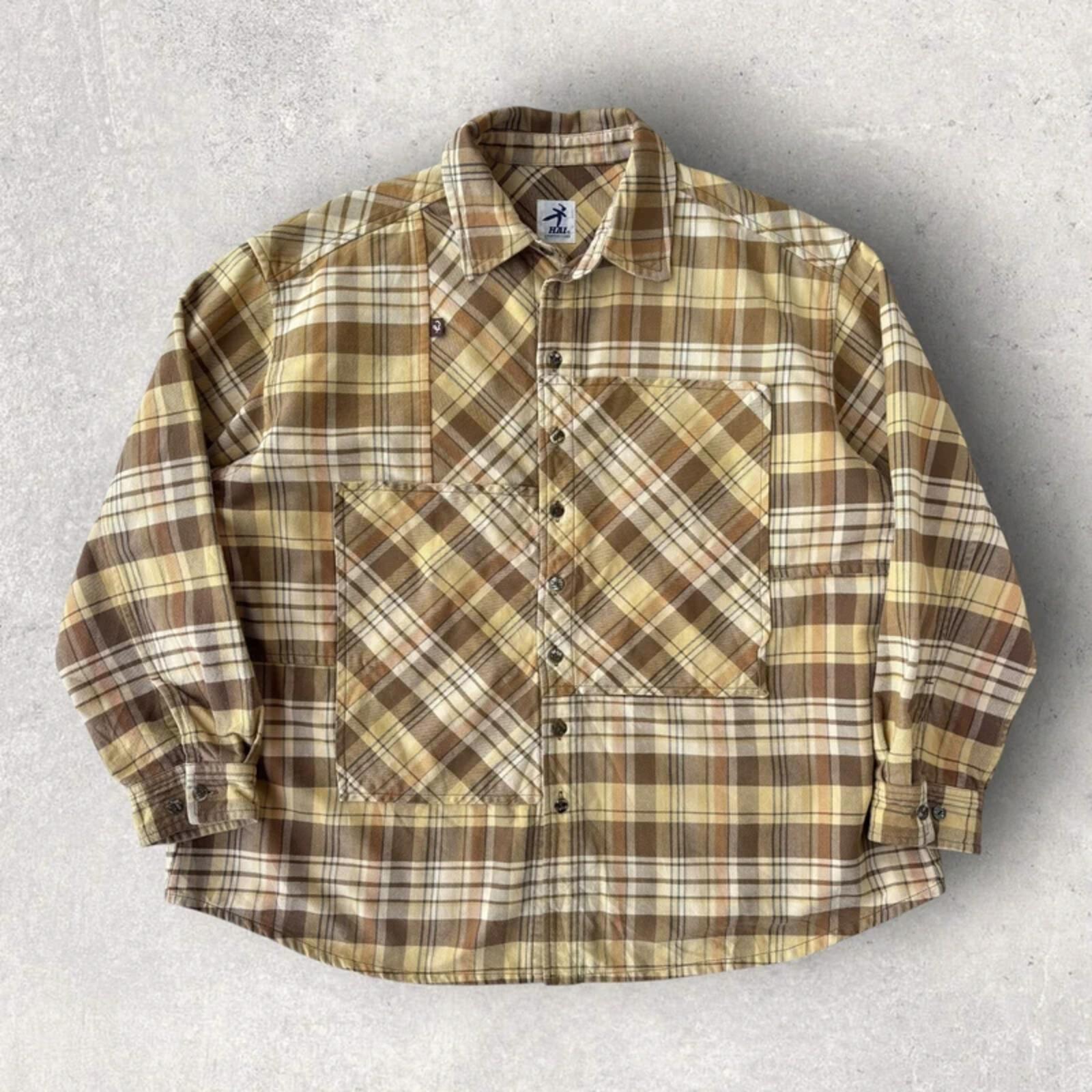 Hai by Issey Miyake Plaid Flannel Shirt Beige M