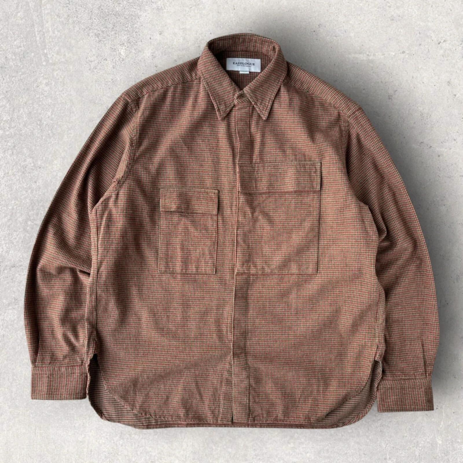 Eastlogue Asymmetric Check Utility Shirt Brown L