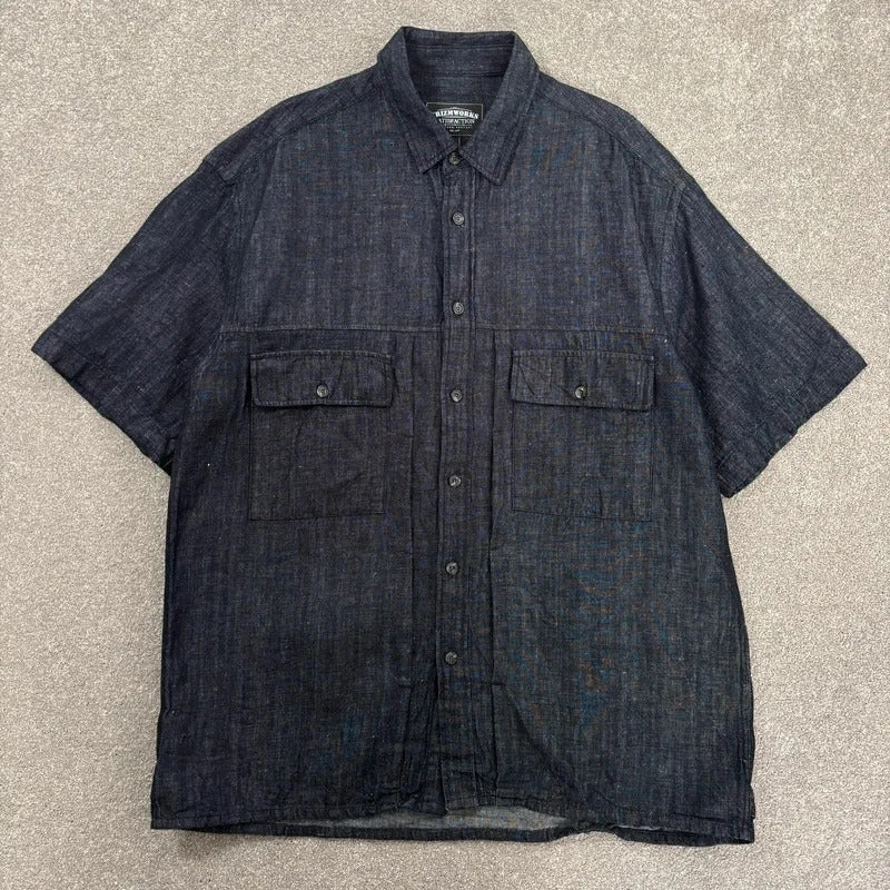 Frizmworks Linen Trucker Half Shirt Indigo L