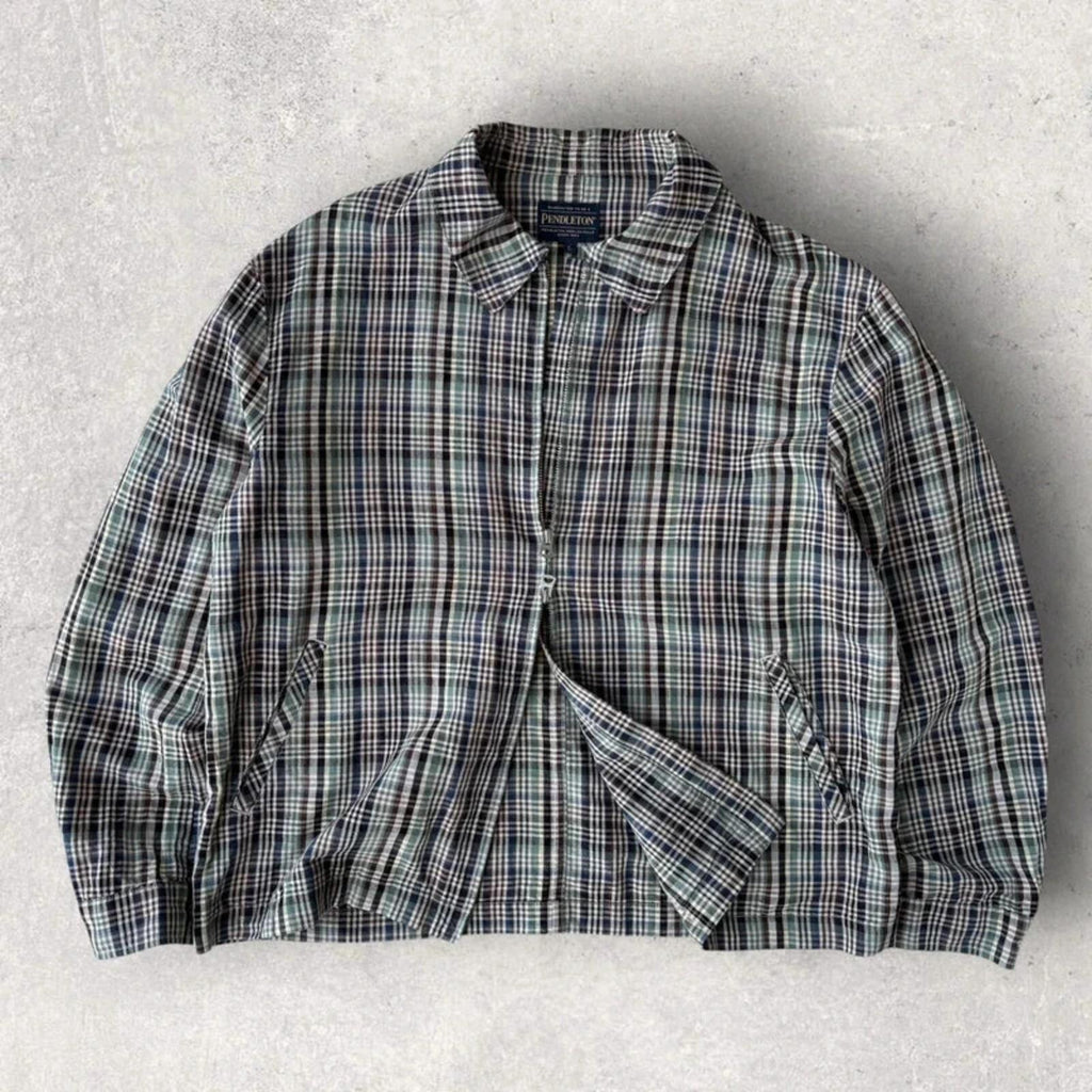 Pendleton Plaid Harrington Jacket Blue L