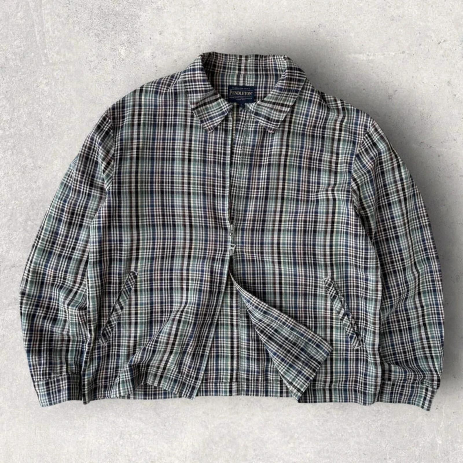 Pendleton Plaid Harrington Jacket Blue L