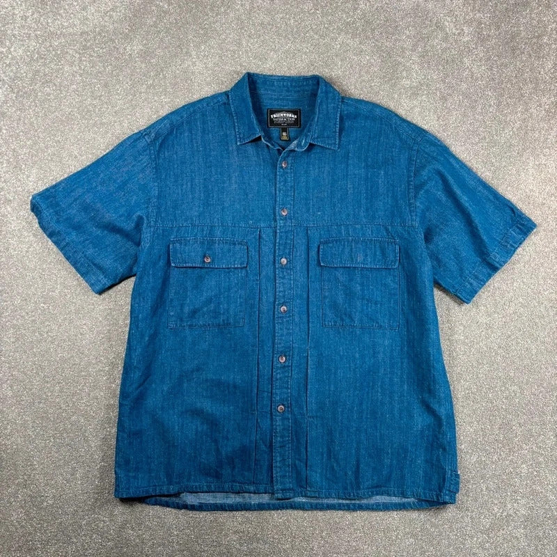 Frizmworks Linen Trucker Half Shirt Blue XL
