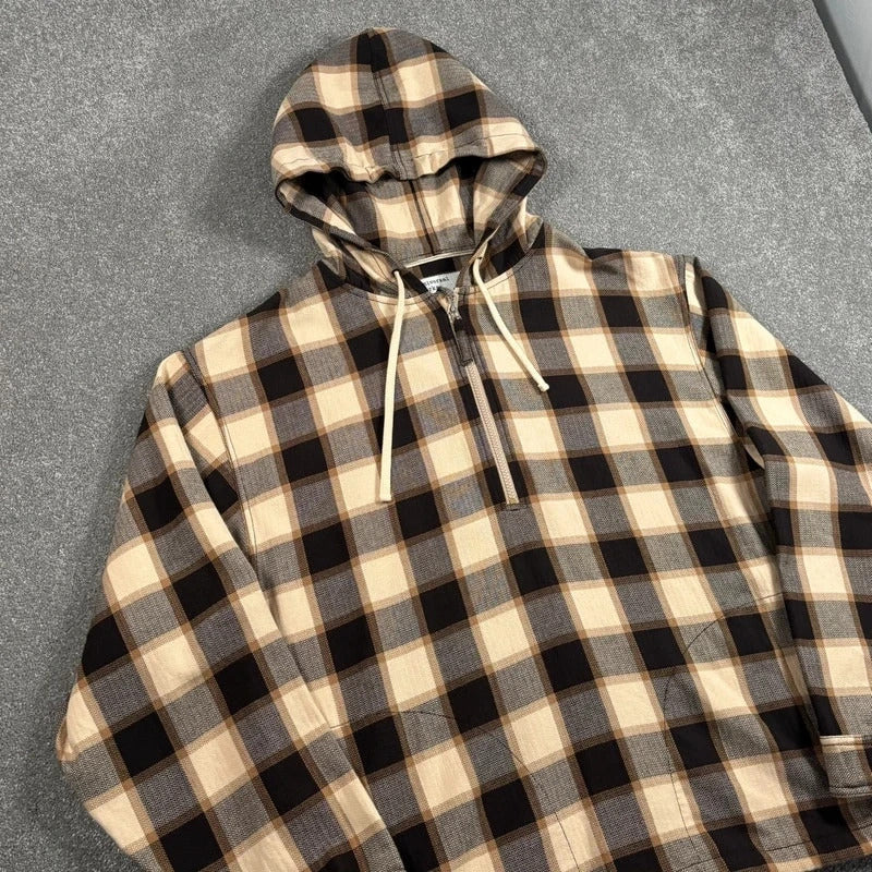 Universal Works Check Pullover Anorak Beige M