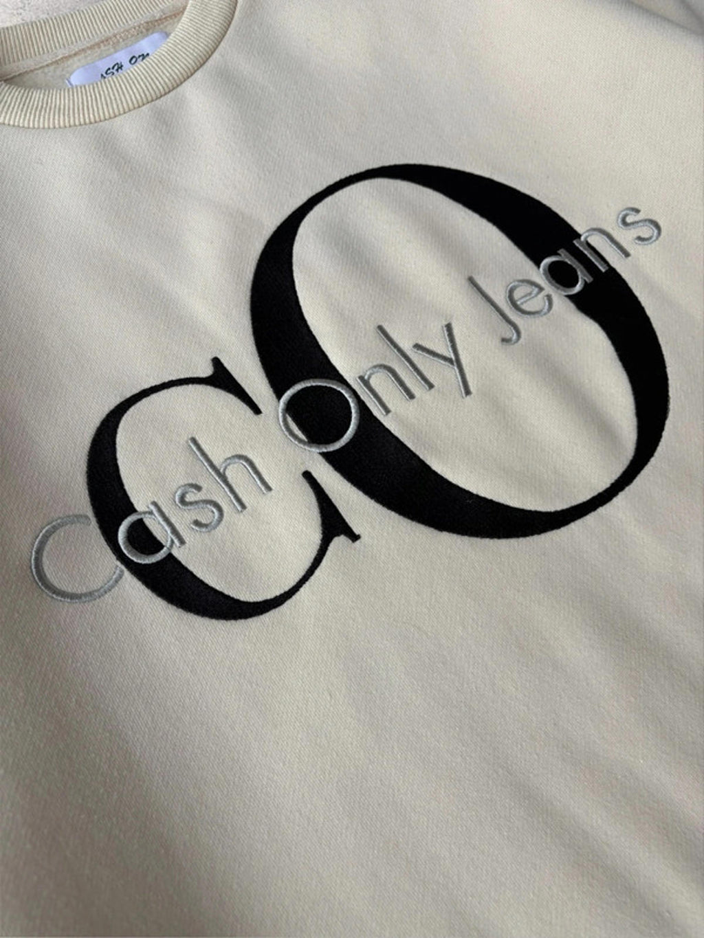 Cash Only Jeans Crewneck Sweatshirt Cream Size L