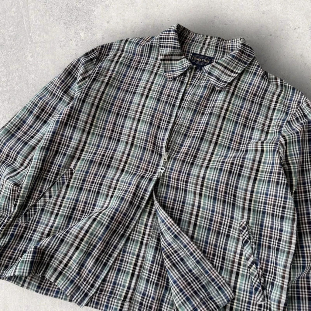 Pendleton Plaid Harrington Jacket Blue L