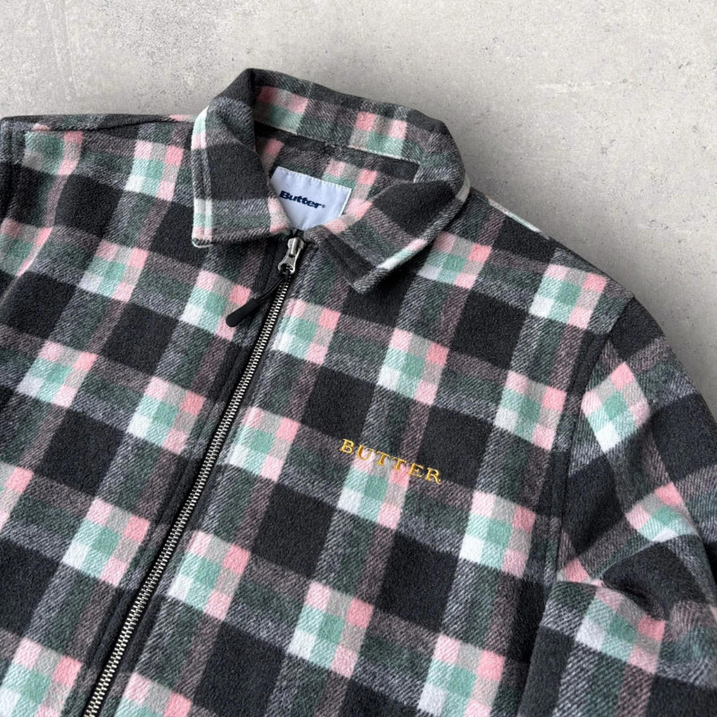 Butter Goods Flannel Plaid Zip Shirt Jacket – Grey – M
