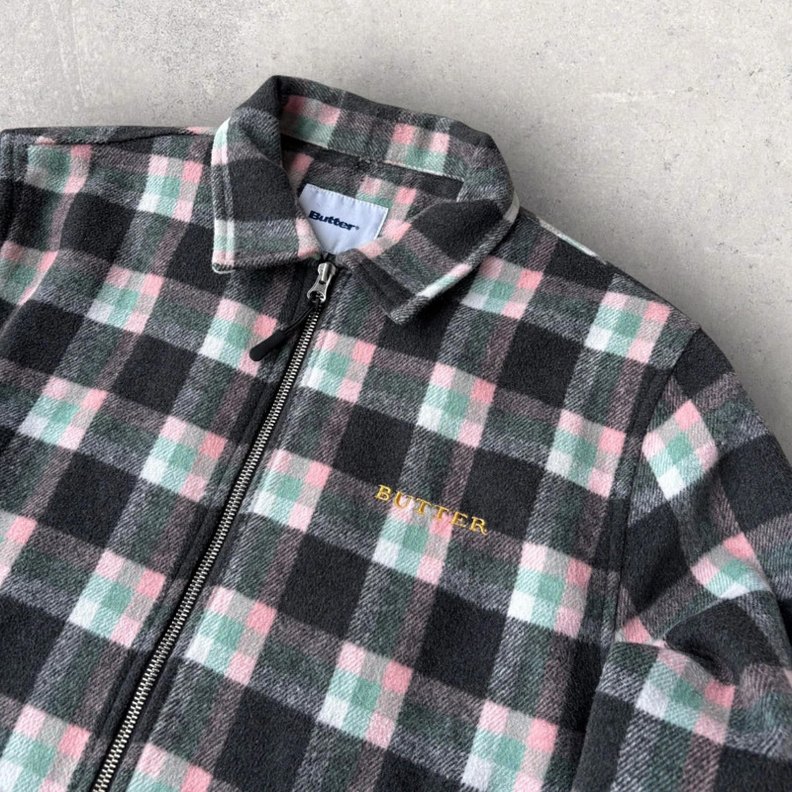 Butter Goods Flannel Plaid Zip Shirt Jacket – Grey – M
