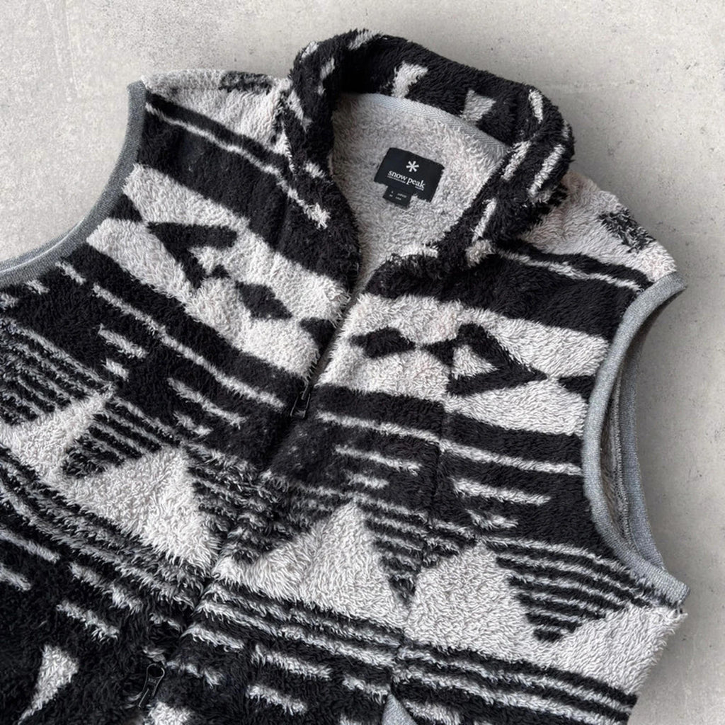 Snow Peak Geometric Fleece Vest White/Black Size M – Japan import