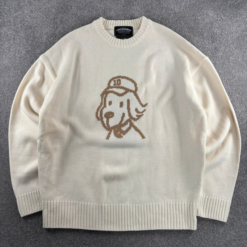 Frizmworks Pup Sketch Graphic Knit Ivory XL