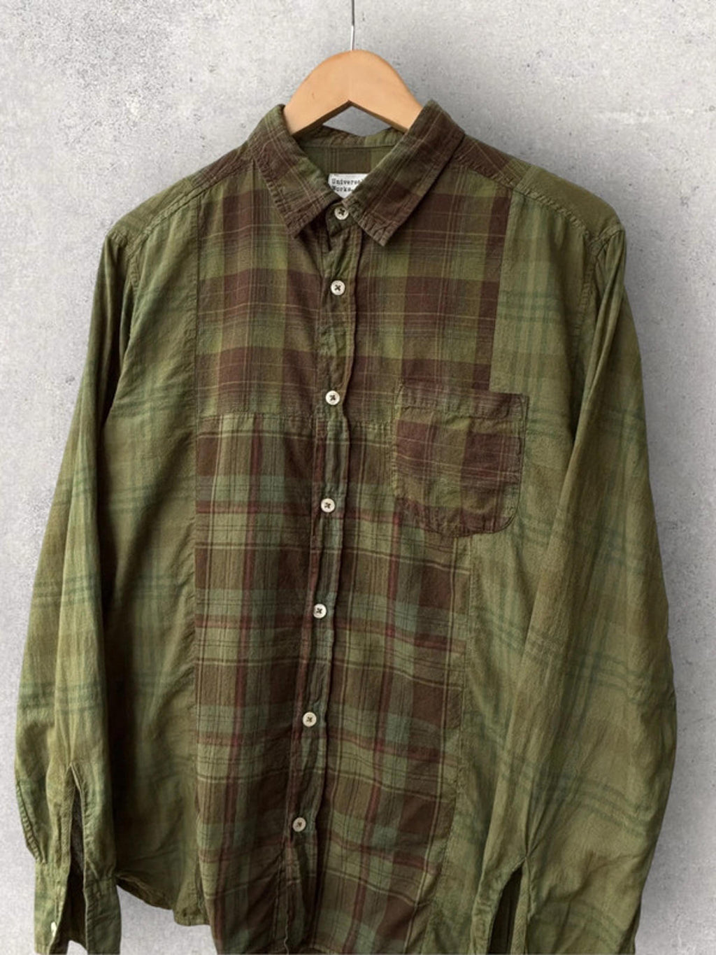 Universal Works Japanese Plaid Cotton Shirt Green Size M