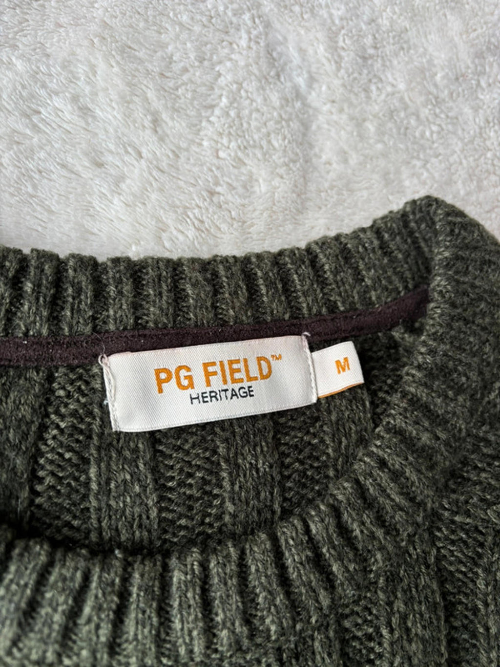 P.G Field Boxy Knit Fisherman Jumper Green Size M