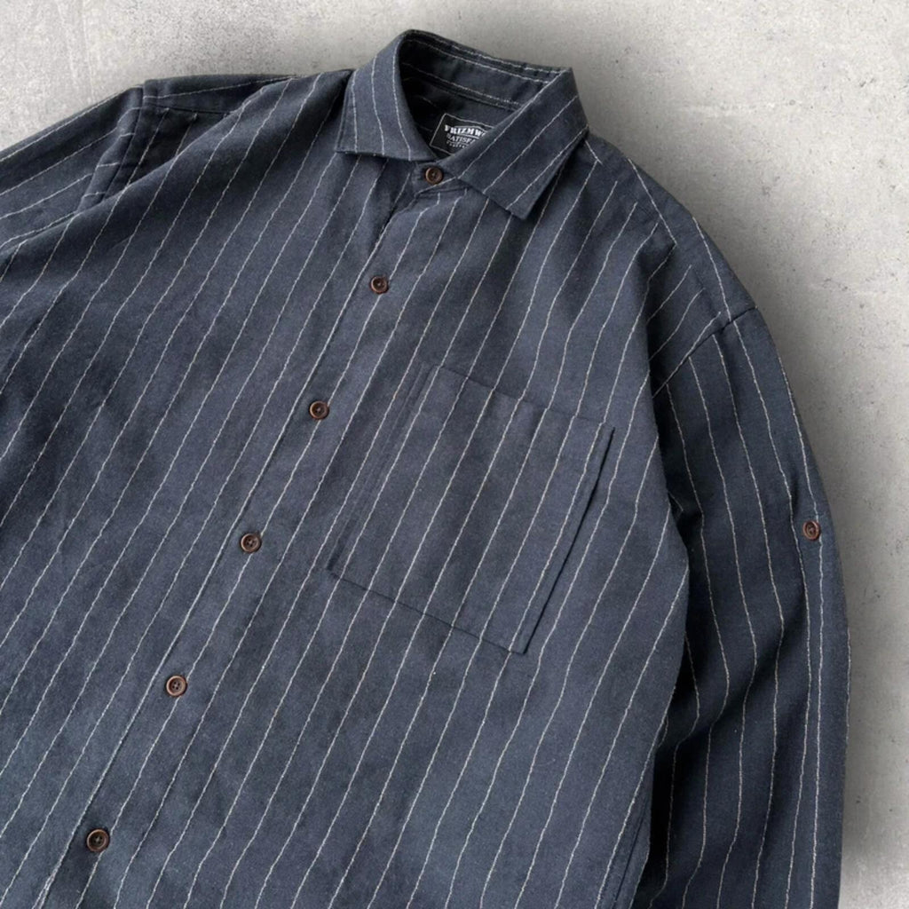 Frizmworks Linen Stripe Shirt Navy L